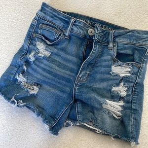 American Eagle NE(X)T Level Stretch High Rise Shortie Denim Short Size 2 EUC